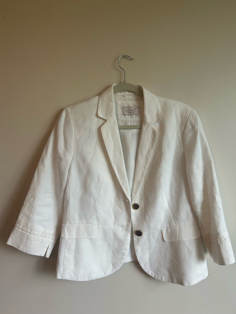 Pure Linen Blend White Blazer Jacket